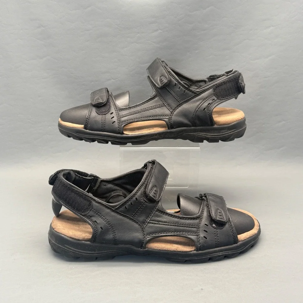 Croft & Barrow Sandals Shoes Mens Size 12M Brown Hook Loop Strap Comfort
